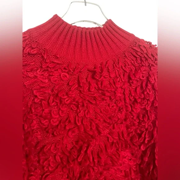 Anthropologie Maeve Callahan Mock Neck Loop Stitch Sweater Medium Red Crewneck M - Picture 7 of 10